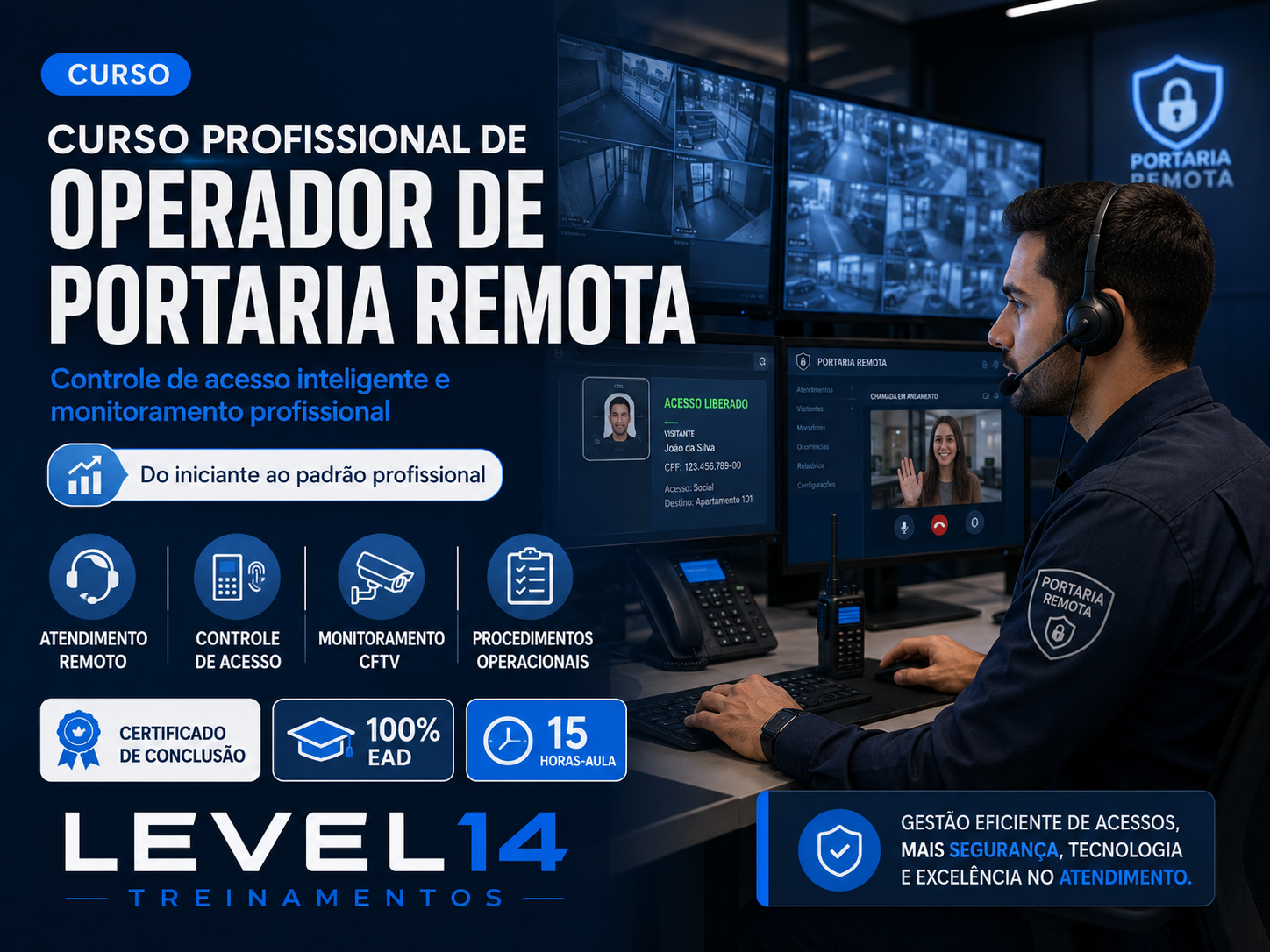Curso Profissional de Operador de Portaria Remota e Controle de Acesso Inteligente